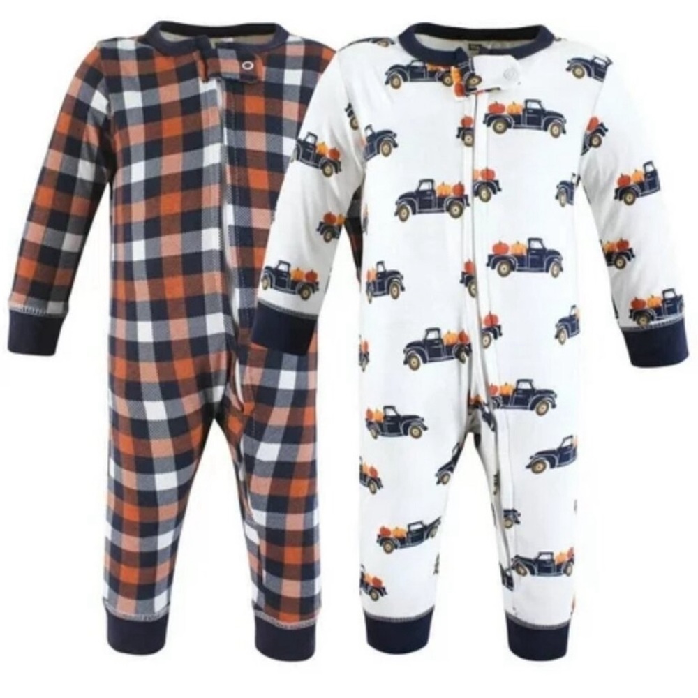 NWT Set of 2 Cotton Sleep & Play Zip Footless Pajamas - Hudson Baby 6-9M